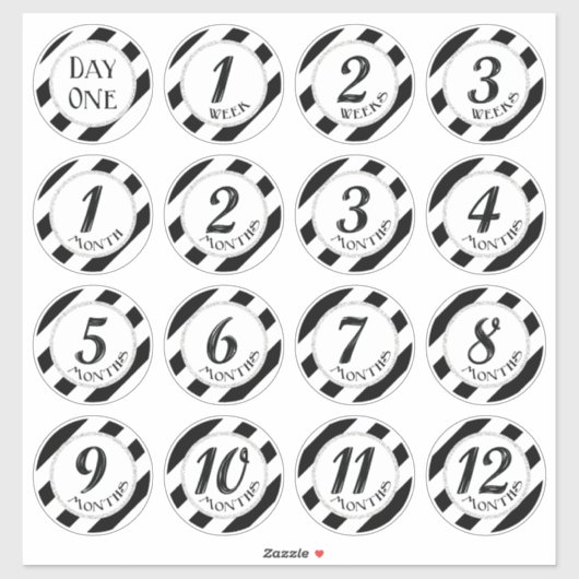 Faux Glitter Baby Milestone Stickers (Vel)