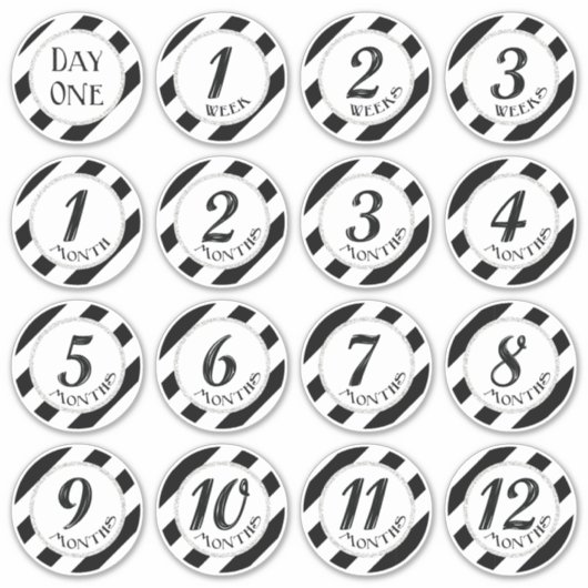 Faux Glitter Baby Milestone Stickers (Voorkant)