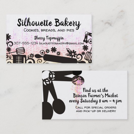 Faux glitter bakkerij bakkerijkoek visitekaartje (Voorkant / Achterkant)