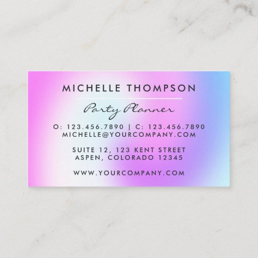 Faux Glitter Balloon Visitekaartje Planner (Achterkant)