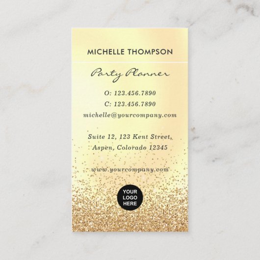 Faux Glitter Balloon Visitekaartje Planner (Achterkant)