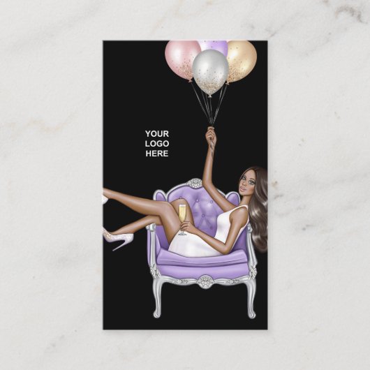 Faux Glitter Balloon Visitekaartje Planner (Voorkant)