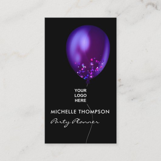 Faux Glitter Balloon Visitekaartje Planner (Voorkant)