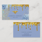 faux glitter bee and flowers Business Card Visitekaartje (Voorkant / Achterkant)