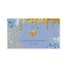 faux glitter bee and flowers Business Card