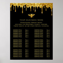 faux glitter bee logo price list poster