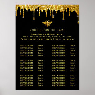 faux glitter bee logo price list poster