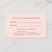 Faux Glitter Bee op roze verwijzingskaart Visitekaartje (Achterkant)