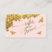 Faux Glitter Bee op roze verwijzingskaart Visitekaartje (Voorkant)