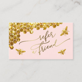 Faux Glitter Bee op roze verwijzingskaart Visitekaartje