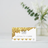 faux glitter bees honingraat visitekaartje (Staand voorkant)