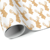 Faux Glitter Big Stag Antlers Cadeaupapier (Rol Hoek)