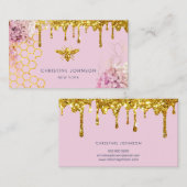 faux glitter bij en bloemen Visitekaartje (Voorkant / Achterkant)