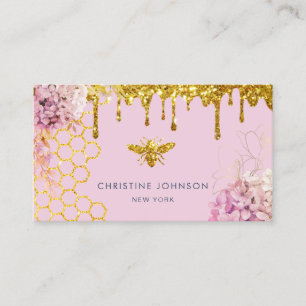 faux glitter bij en bloemen Visitekaartje