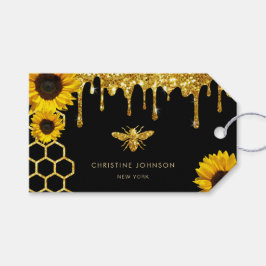 Faux Glitter Bijen en Zonnebloemen Product label Cadeaulabel