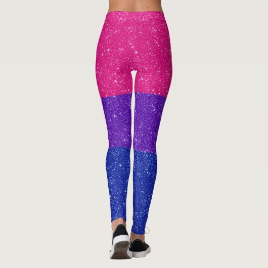 Faux Glitter Bisexual Pride Flag Achtergrond Leggings (Achterkant)
