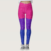Faux Glitter Bisexual Pride Flag Achtergrond Leggings (Voorkant)