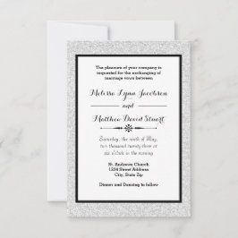 Faux Glitter & Black Framed-3x5 Wedding-uitnodigin Kaart