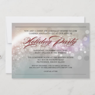 Faux Glitter Bokeh Stars Corporate Holiday Party Kaart