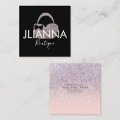 Faux Glitter Boutique Clothing Black White Vierkante Visitekaartje (Voorkant / Achterkant)