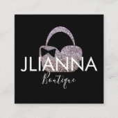 Faux Glitter Boutique Clothing Black White Vierkante Visitekaartje (Voorkant)