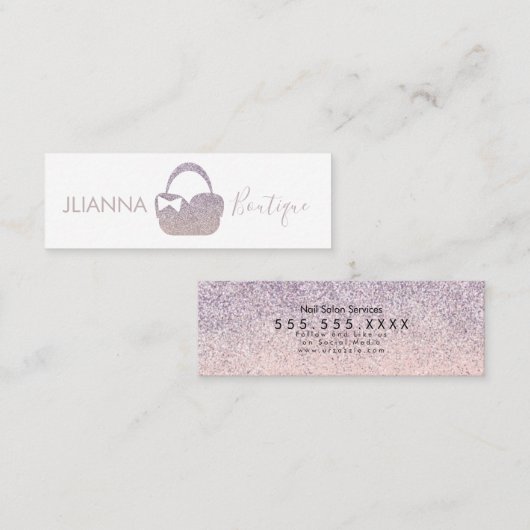 Faux Glitter Boutique Clothing Purse Logo Mini Visitekaartje (Voorkant / Achterkant)