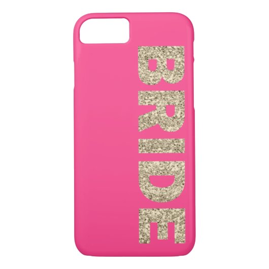 Faux Glitter Bride iPhone 7 Hoesje in Roze (Achterkant)