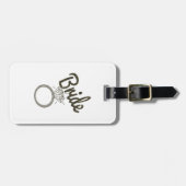 Faux Glitter "Bruid" Typografie en Diamond Ring Bagagelabel (Voorkant horizontaal)