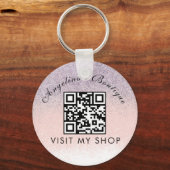 Faux Glitter Business QR Code Monogramed Sleutelhanger (Voorkant)