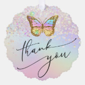 faux glitter butterfly dank u ornament kaart (Voorkant)
