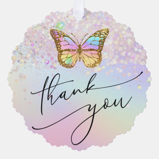 faux glitter butterfly dank u ornament kaart (Voorkant)