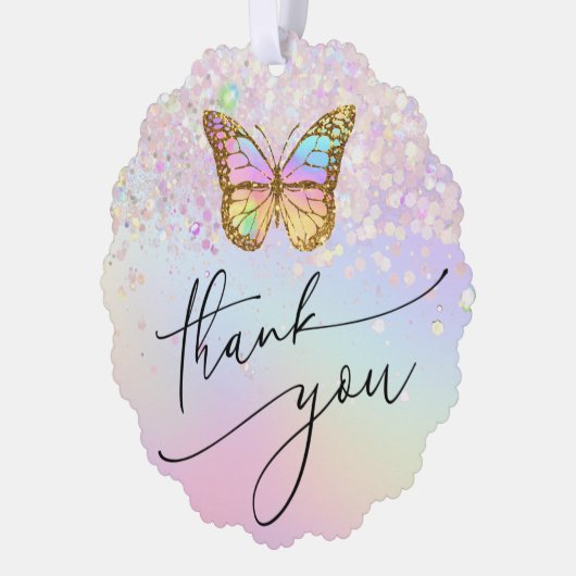 faux glitter butterfly dank u ornament kaart (Links)