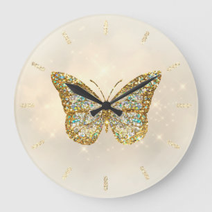 faux glitter butterfly design, grote klok