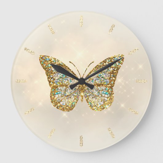 faux glitter butterfly design, grote klok (Voorkant)