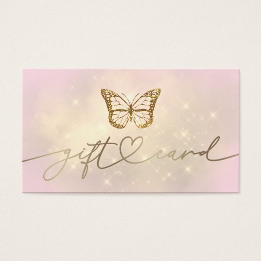 faux glitter butterfly logo gift visitekaartje (Voorkant)