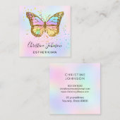 faux glitter butterfly logo vierkante visitekaartje (Voorkant / Achterkant)