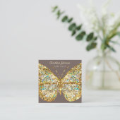 faux glitter butterfly square visitekaartje (Staand voorkant)