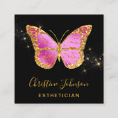 faux glitter butterfly square visitekaartje (Voorkant)