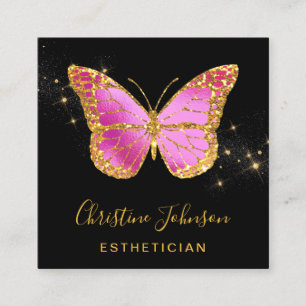 faux glitter butterfly square visitekaartje