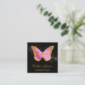 faux glitter butterfly square visitekaartje (Staand voorkant)