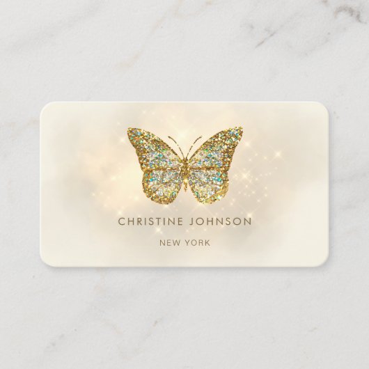 faux glitter butterfly visitekaartje (Voorkant)