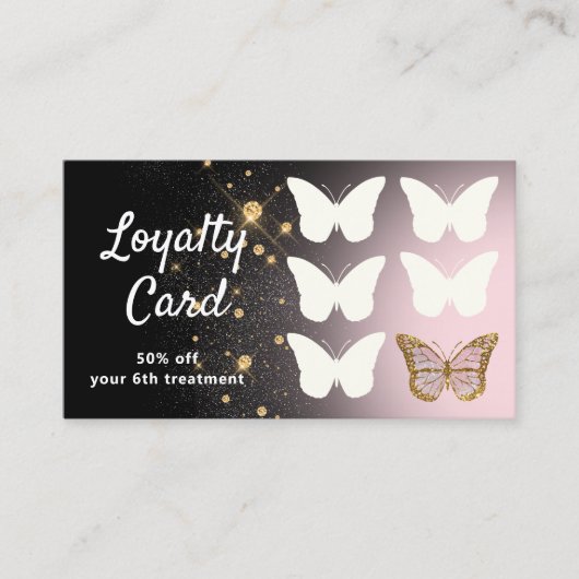 faux glitter butterfly visitekaartje (Voorkant)