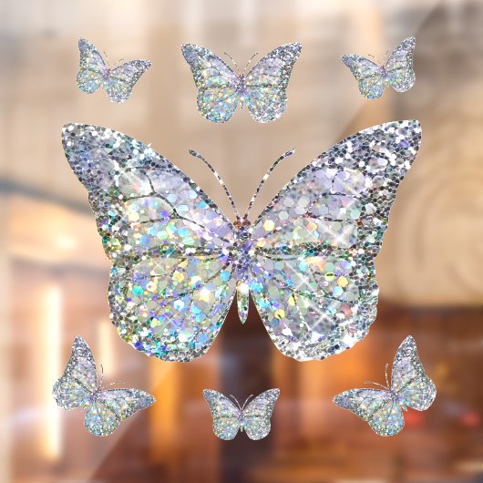 faux glitter butterfly window cings raamsticker (Vel 2)
