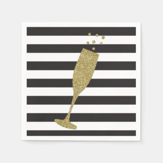 Faux Glitter Champagne Fluit Chic Papier Servetten