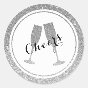 Faux Glitter Champagneglazen Sticker