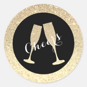 Faux Glitter Champagneglazen Sticker