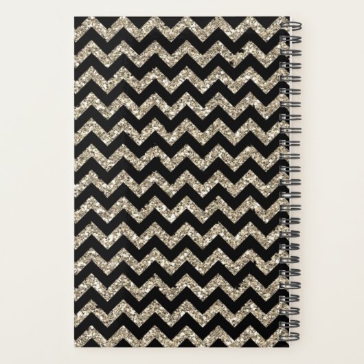 Faux Glitter Chevron Gold Monogram Planner (Achterkant)