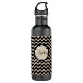 Faux Glitter Chevron Monogram Waterfles (Voorkant)
