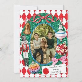 Faux Glitter Christmas Ornaments Kaart