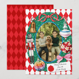 Faux Glitter Christmas Ornaments Kaart